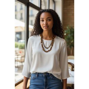 Brown & Gold Beaded Necklace NWOT